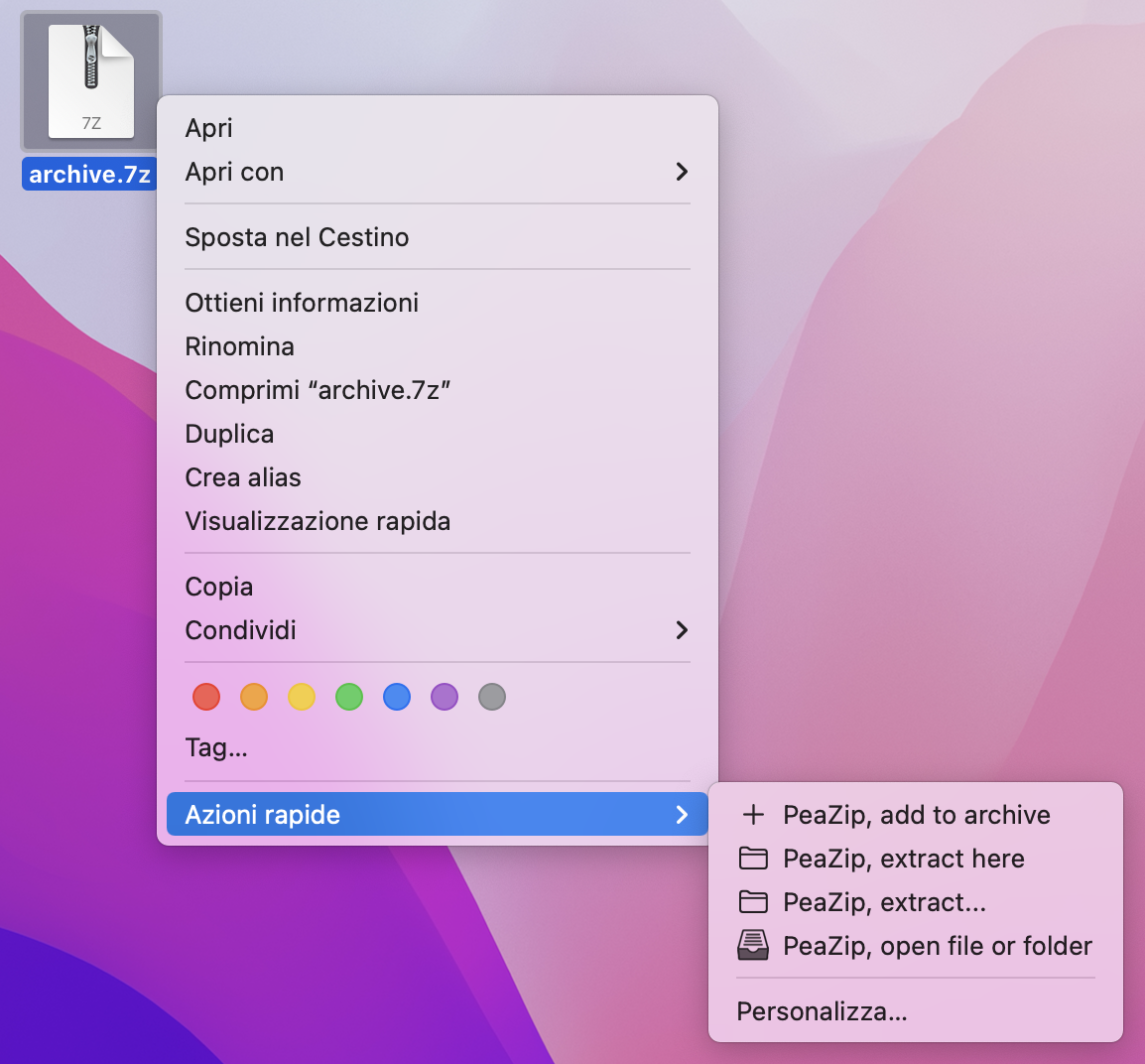 peazip macos service menus